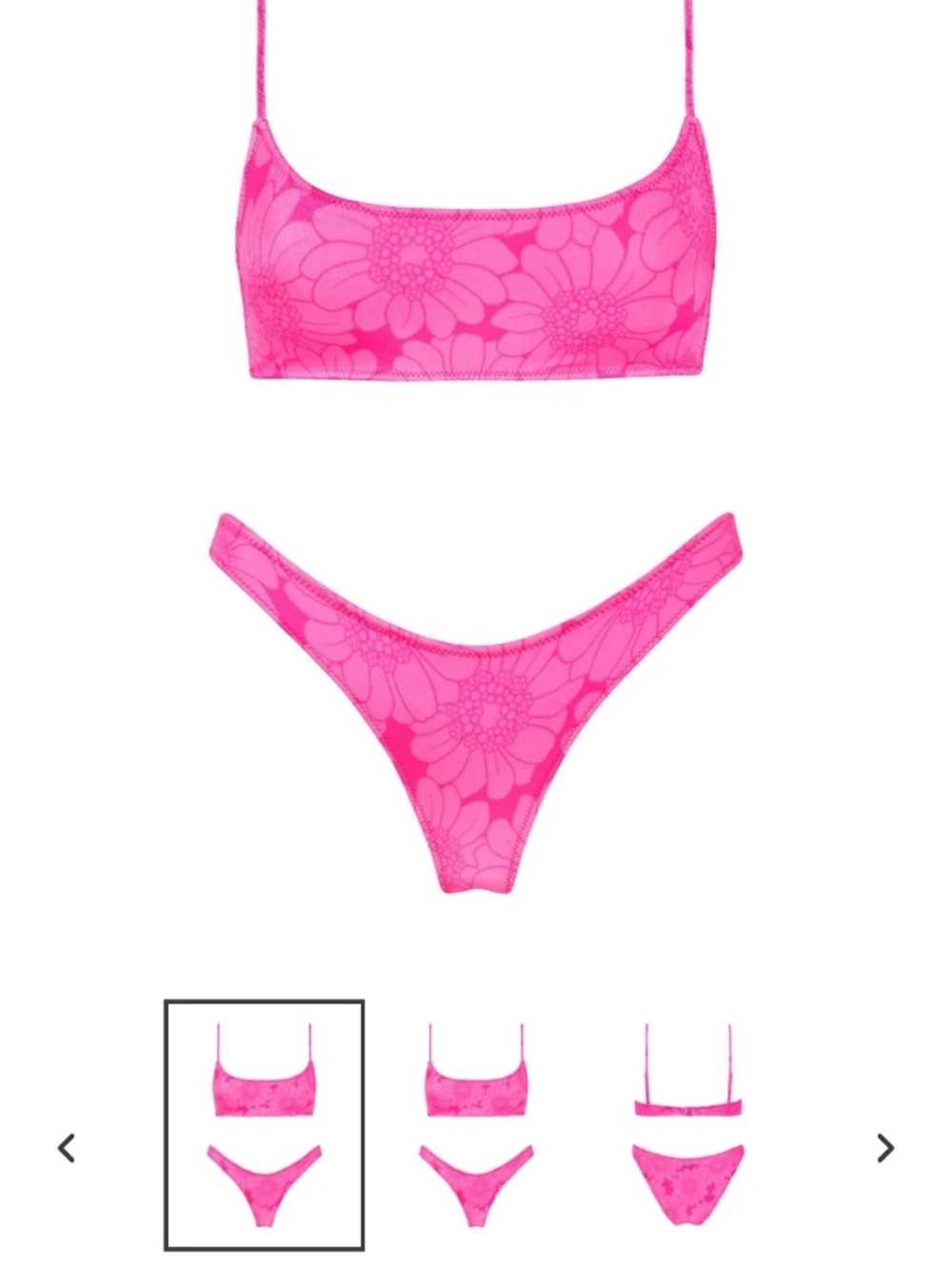 triangl swimwear Hot Pink Floral Bandeau Bikini Set like new XS